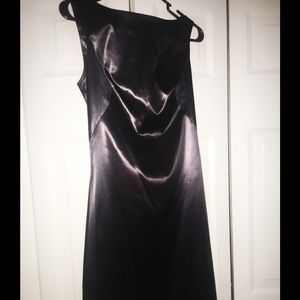 BGN designer prom evening black wet silk dress